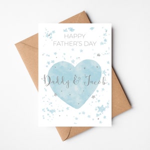 Biglietto personalizzato per la festa del papà / Biglietto felice per la festa del papà / Biglietto per la festa del papà / Biglietto con stelle e cuori /