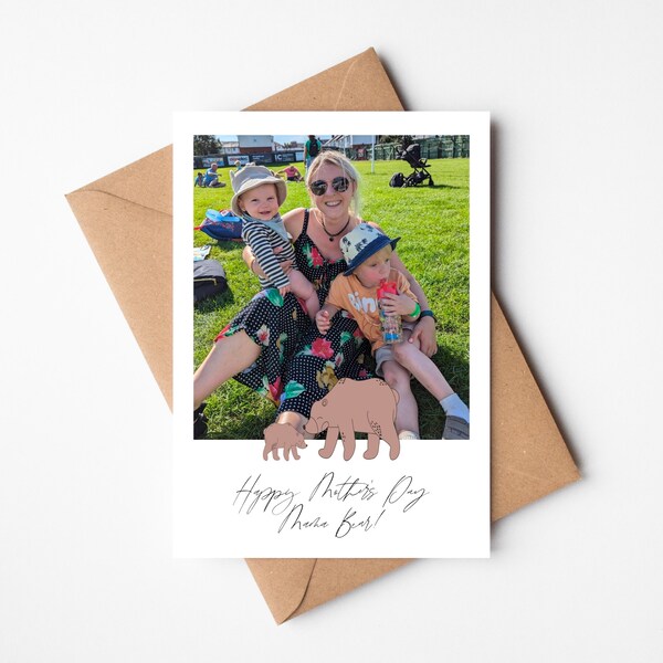 Personalised Mother's Day Card | Happy Mother's Day Mama Bear | Polaroid Style Photo Card | Polaroid Picture | First Mother's Day Card