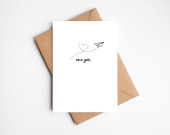 One Year Anniversary Card | First Wedding Anniversary | 1st Anniversary | Happy Anniversary | Paper Anniversary | Anniversary Card