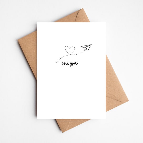 One Year Anniversary Card | First Wedding Anniversary | 1st Anniversary | Happy Anniversary | Paper Anniversary | Anniversary Card