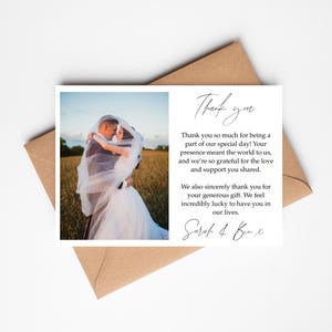 Remerciements | Merci pour votre mariage | carte postale photo | Faire-part de mariage