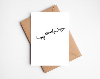 Personalised Happy Travels Card | Good Luck Card | Leaving Card | You Will Be Missed | Travelling Card | Aeroplane Card