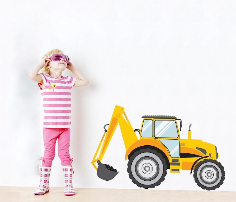 Colored Excavator Tractor Cartoon Wall Sticker Decor Art Mural Children WC195