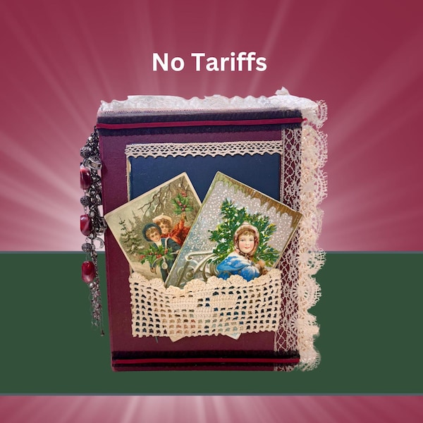 Antique Christmas Junk Journal-Handmade-ALL authentic ephemera-All Xmas themed-NO Tariffs-NO commercial/digital products-lots of inserts