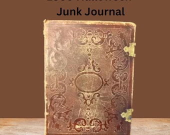 Antique Halloween Journal #2 -NO TARIFFS-Handmade with Only authentic antique/vintage Halloween themed ephemera from front to back-1860 book