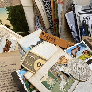 Encarts de journal indésirable pour vos propres journaux - UNIQUEMENT d'authentiques documents éphémères anciens et vintage - pochettes, photos, cartes postales, étiquettes, recul, replis