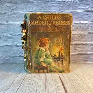Diario basura antiguo de 1924 - Jardín de versos para niños - Hecho a mano - Vintage - SOLO efímeras antiguas reales - Sin productos comerciales - TONELADAS de insertos - pliegues