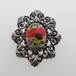 Broche Astri Holthe vintage en étain : motif floral norvégien