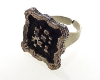 Astri Holthe - anello vintage in peltro - 22 x 22 mm