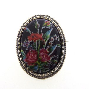 Broche vintage Astri Holthe en étain : série florale nostalgique (30 x 24 mm)