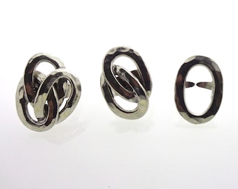 Bent Larsen - Bague ovale simple, double ou triple en étain - également plaquée argent