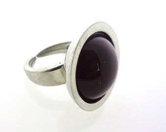 Bent Larsen - Round pewter ring with carnelian stone Ø 25 mm