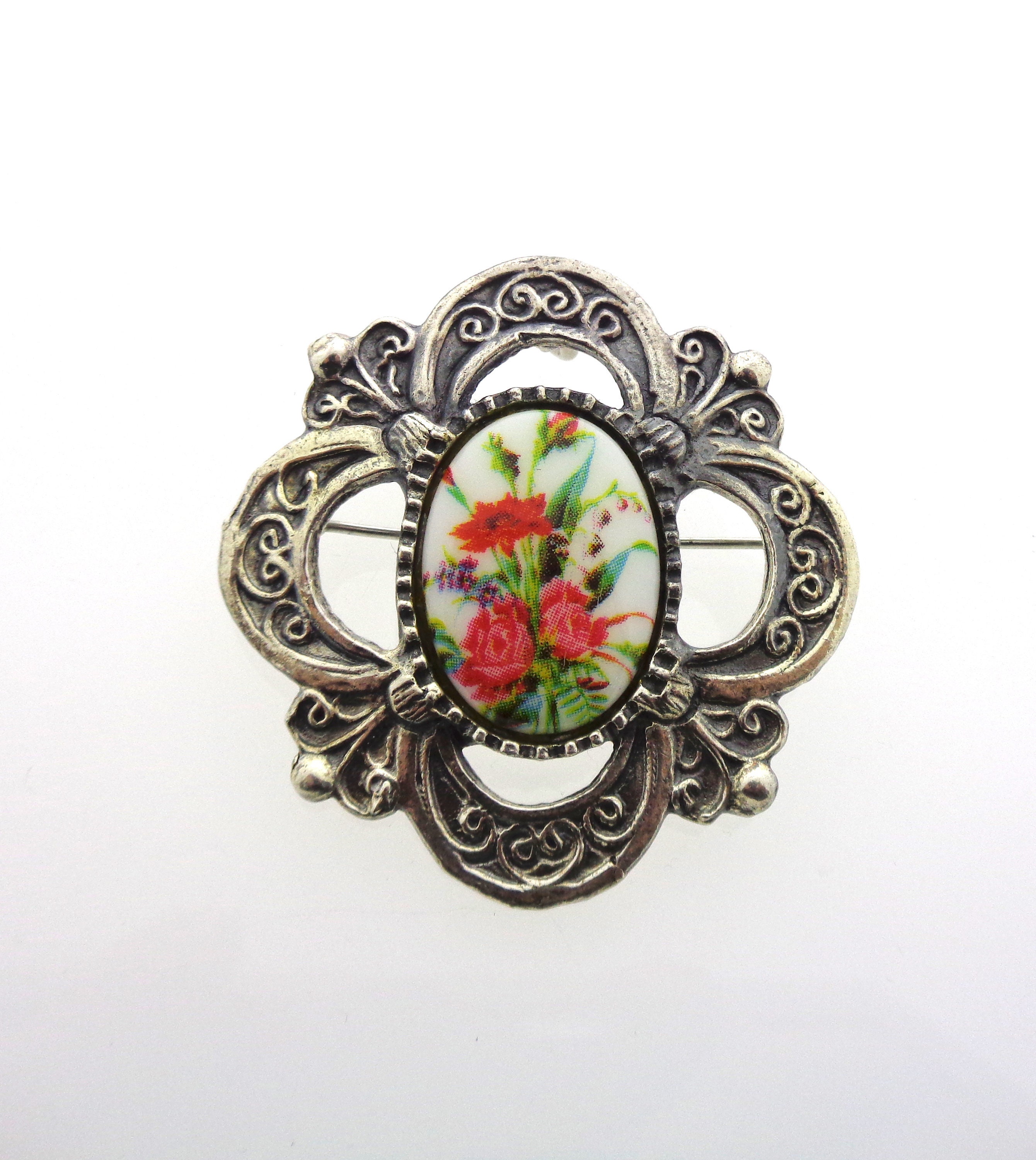 Vintage Astri Holthe Pewter Brooch: Floral Design, Norwegian Jewelry