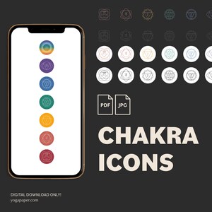 Chakra Symbol Icons: Yoga Teacher Social Media Highlights (PNG JPG Digital Downloads)