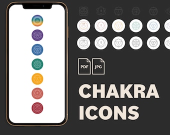 Chakra Symbol Icons: Yoga Teacher Social Media Highlights (PNG JPG Digital Downloads)