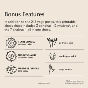 Yoga Poses Cheat Sheet: 215 Hatha Asanas (Printable PDF) image 3