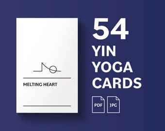 Yin Yoga Poses PDF, JPG, Printable Yin Yoga Cards: 54 Posture Flashcards, Pose Names, Stick-Figures, Sequence, Beginner, Yin Yoga Teachers