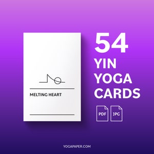 Yin Yoga Cards: 54 printable yin yoga poses (stick figures) yoga posture flashcards with pose names for your yoga teacher training