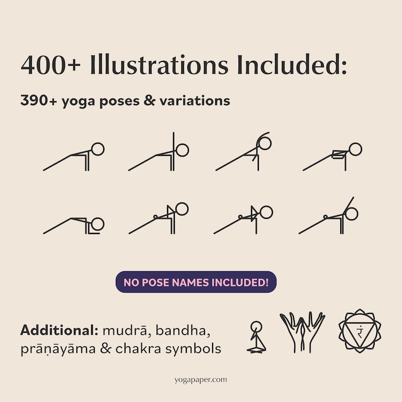 400+ Yoga Pose Stickers: Digital PNG Files, Canva Templates image 2