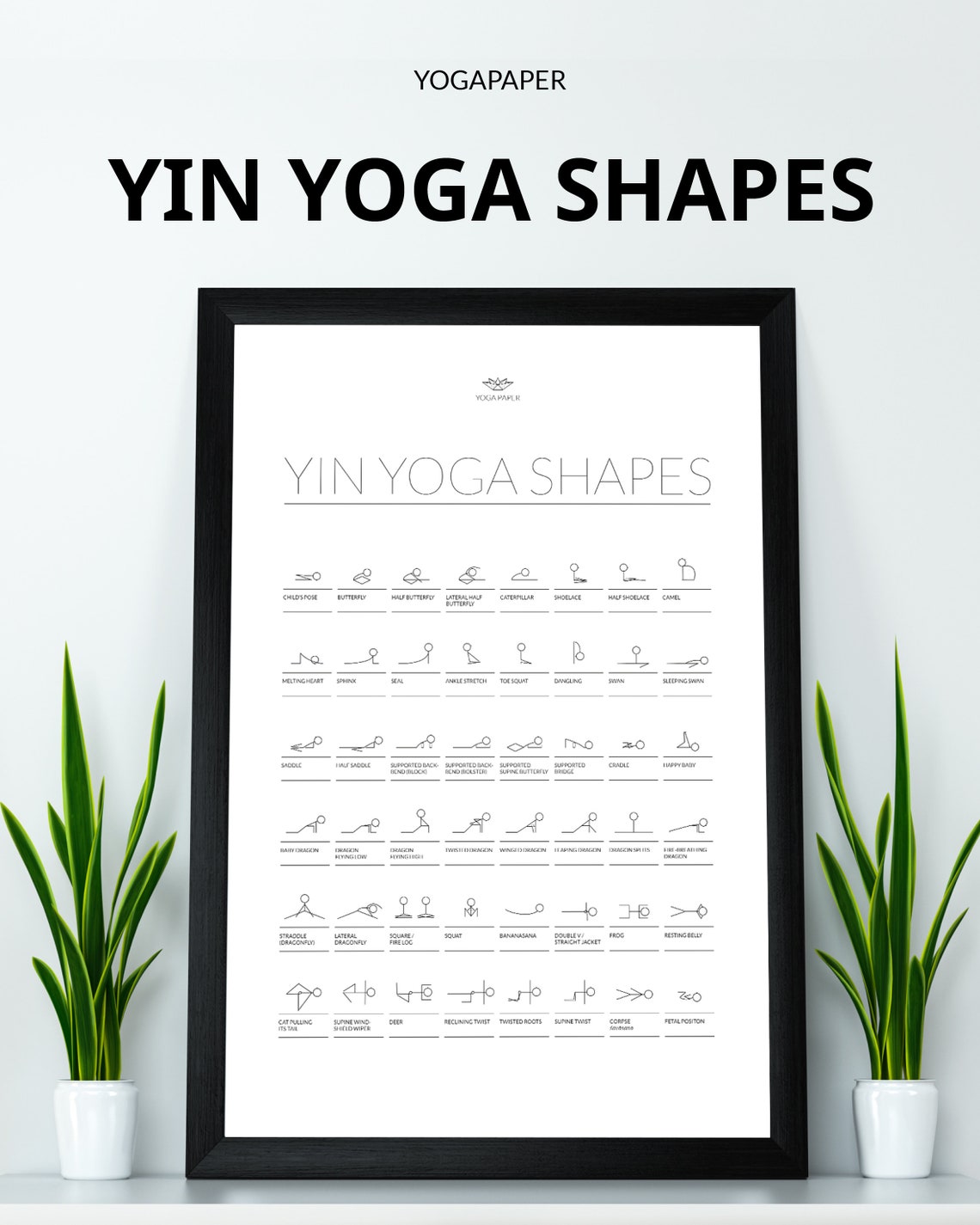 48 Yin Yoga Postures: Printable PDF Yin Yoga Poster with | Etsy