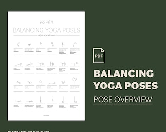 Hatha Yoga Poses Chart: 24 Balancing Asanas (Printable PDF)