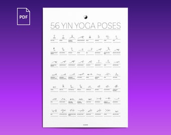 56 Yin Yoga Postures: Printable PDF Yin Yoga Poster With Stick