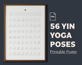 Yin Yoga Poses Poster: Stick Figures, Pose Names (PDF Download)