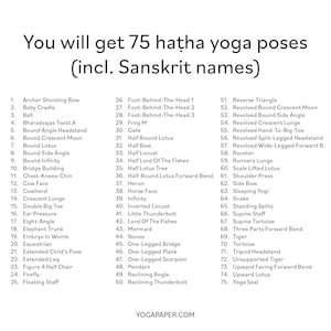 Yoga Cards: 135 hatha yoga stick figures including Sanskrit and English pose names. Printable yoga flashcards for yoga teachers image 3