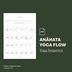 Fluxo de Anahata Yoga para Abrir o Coração: Sequência de Hatha Vinyasa Yoga para Imprimir em PDF, Instruções de Respiração para Rotina de Asana, Bonecos de Palito, A4, Carta