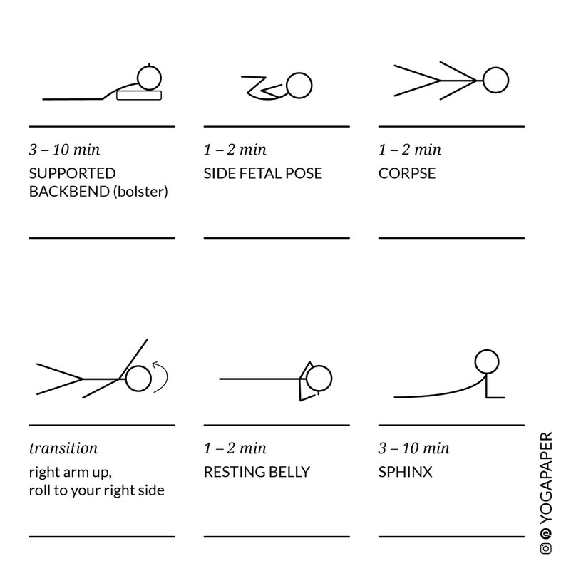 yin yoga sequence pdf printable download with yoga poses etsy