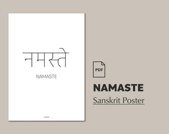 Namaste Yoga Poster: Sanskrit Calligraphy Wall Art (Digital Download)