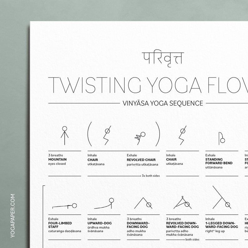 Twisting Yoga Flow: Printable Hatha Vinyasa Yoga Sequence PDF | Etsy