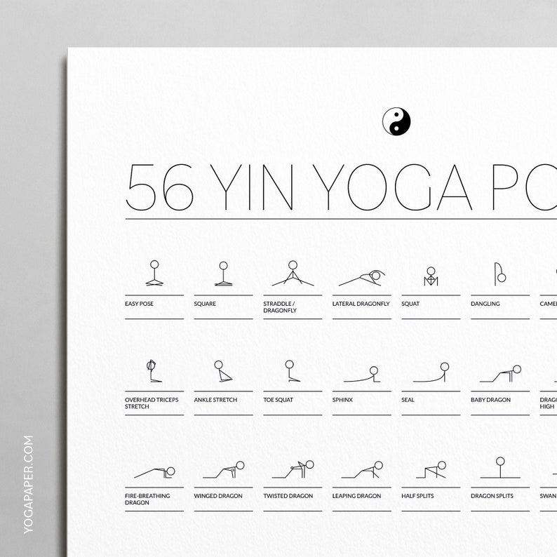 56 Yin Yoga Postures: Printable PDF Yin Yoga Poster With - Etsy