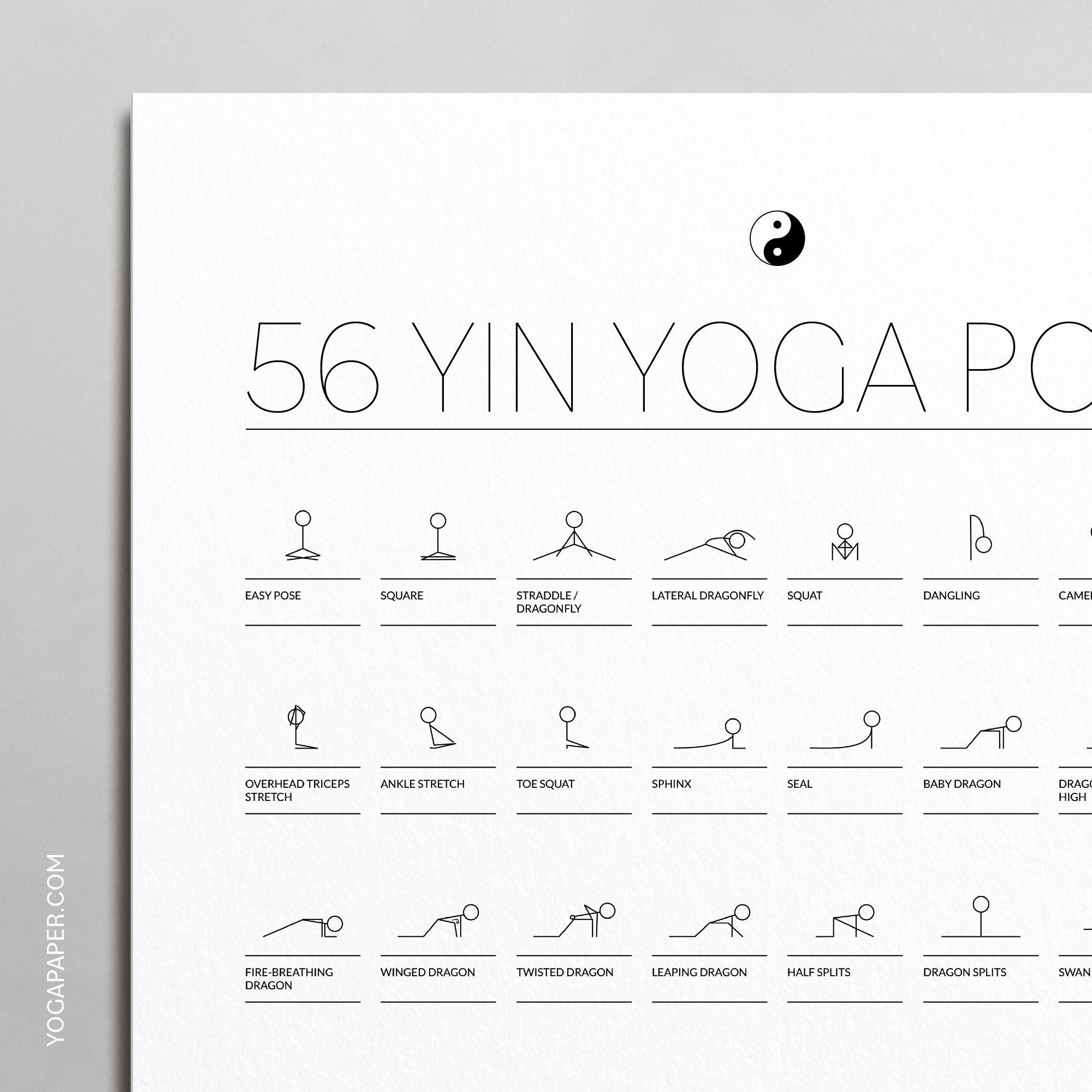 56 Yin Yoga Postures Printable PDF Yin Yoga Poster With Etsy Australia