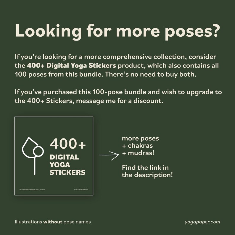 100 Yoga Pose Stickers: Stick Figure Illustrations (Digital Download) image 8