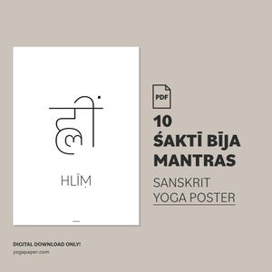 Shakti Bija Mantra Prints: Sanskrit Yoga Poster (PDF Download) image 1