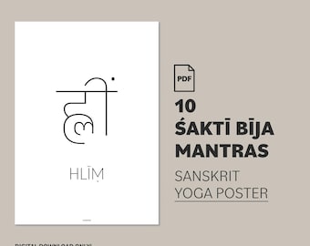 Shakti Bija Mantra Prints: Sanskrit Yoga Poster (PDF Download)