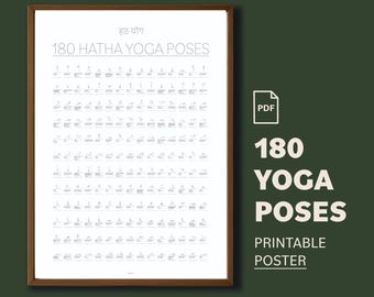 180 Hatha Yoga Poses Poster: Sanskrit & English Names (PDF Download)