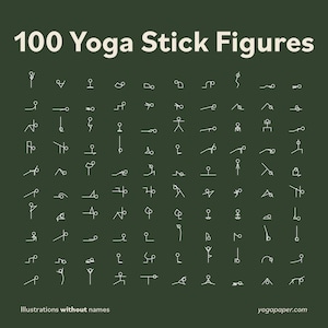 100 Yoga Pose Stickers: Stick Figure Illustrations (Digital Download) image 2