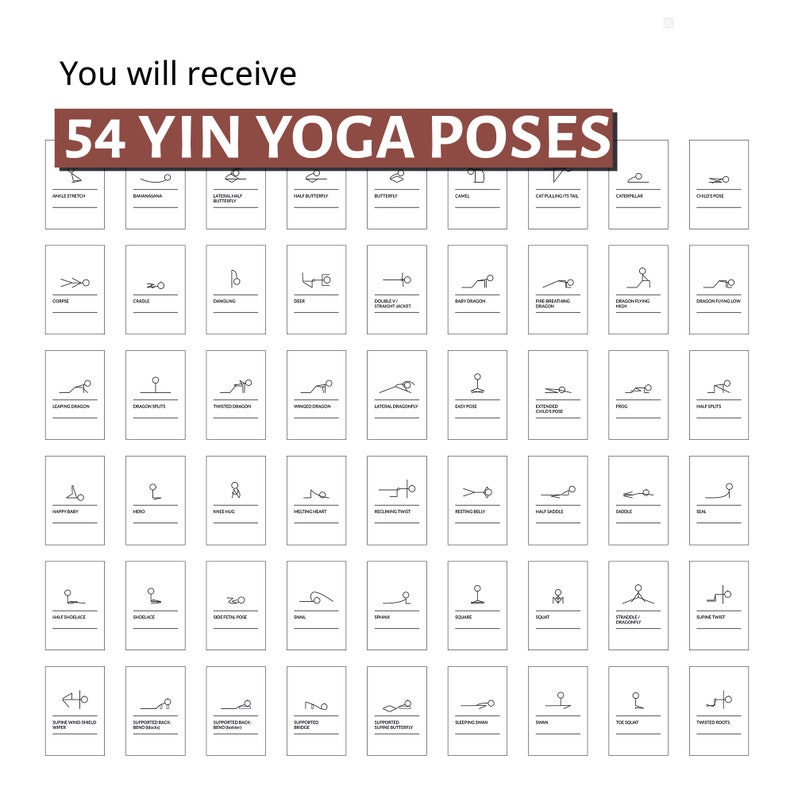 printable yoga cards stick figures pdf download yin yoga poses flashcards with posture names sequence for beginners yin yoga teachers art collectibles prints hedoarchitects pl