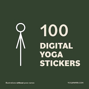 100 Yoga Pose Sticker: Strichmännchen Illustrationen (Digitaler Download)