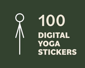 100 Yoga Pose Stickers: Stick Figure Illustrations (Digital Download)