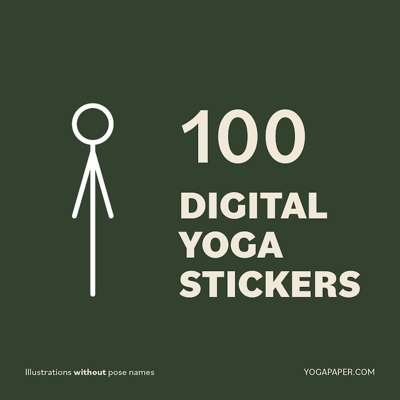 100 Yoga Pose Stickers: Stick Figure Illustrations (Digital Download) image 1