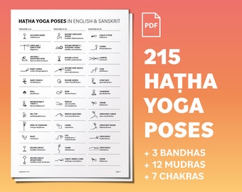 56 Yin Yoga Postures: Printable PDF Yin Yoga Poster With Stick-figure Poses  and English Names, 24x36, 18x24, Din A1, Printable Download 