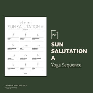 Sun Salutation A Yoga Sequence: Beginner Poses, Stick Figures (Printable PDF)