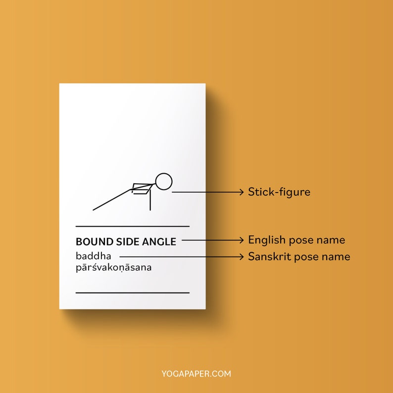 Yoga Cards: 135 hatha yoga stick figures including Sanskrit and English pose names. Printable yoga flashcards for yoga teachers image 8