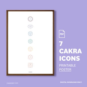 7 Chakra PDF stampabile: Simboli (Yantra), Colori, Suoni (Mantra) Design per studio yoga, Decorazione yoga, Poster yoga, A1, A3, 24x36, 18x24