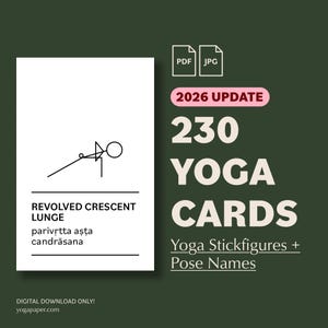 230 Hatha Yoga Pose Cards: Stick Figure Illustrations (Digital Download) 2026 UPDATE