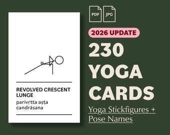 230 Hatha Yoga Pose Cards: Stick Figure Illustrations (Digital Download) 2026 UPDATE