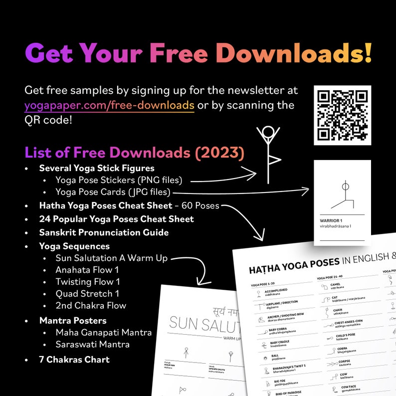 Namaste Yoga Poster: Printable PDF With Inspirational Wall Art, Sanskrit &amp; English Calligraphy ...
